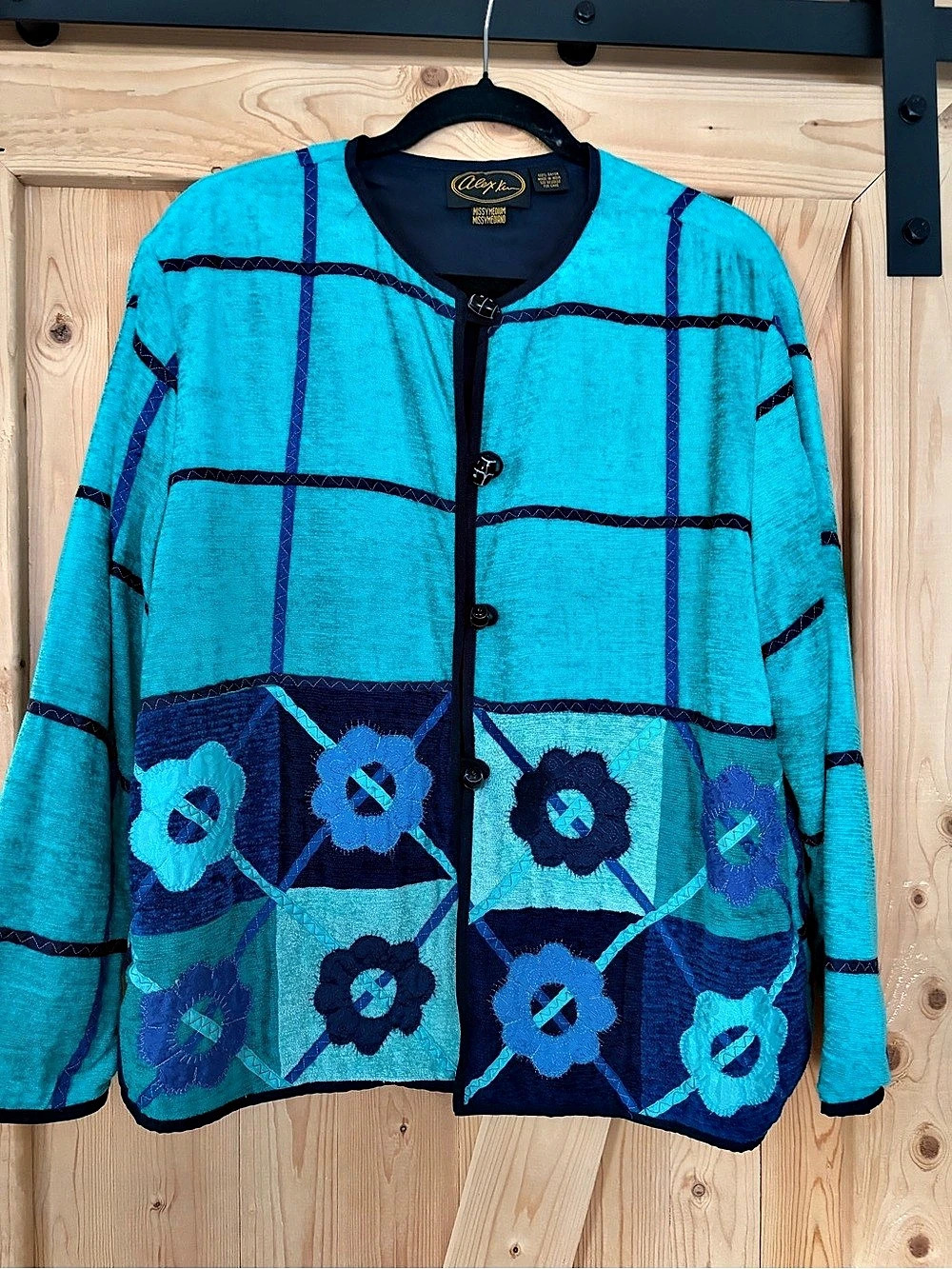 Alex Kim Wearable Art Jacket in Blue & Black Size Medium